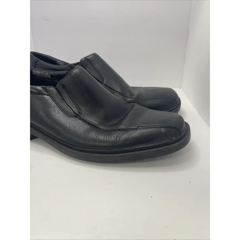 Bostonian Mens 9M Dress‎ Black Leather Square Toe Slip Ons Shoes